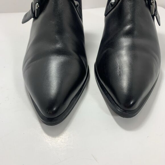 Stuart Weitzman Black Leather Studded Strap Bootcamp Ankle Boots Size 9 - Picture 5 of 16